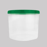 Contenedor Transparente Redondo, Tapa Color Verde, 1.2 L