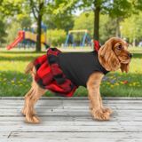 Vestido Invernal para Mascota, Diseño Cuadros, Color Rojo