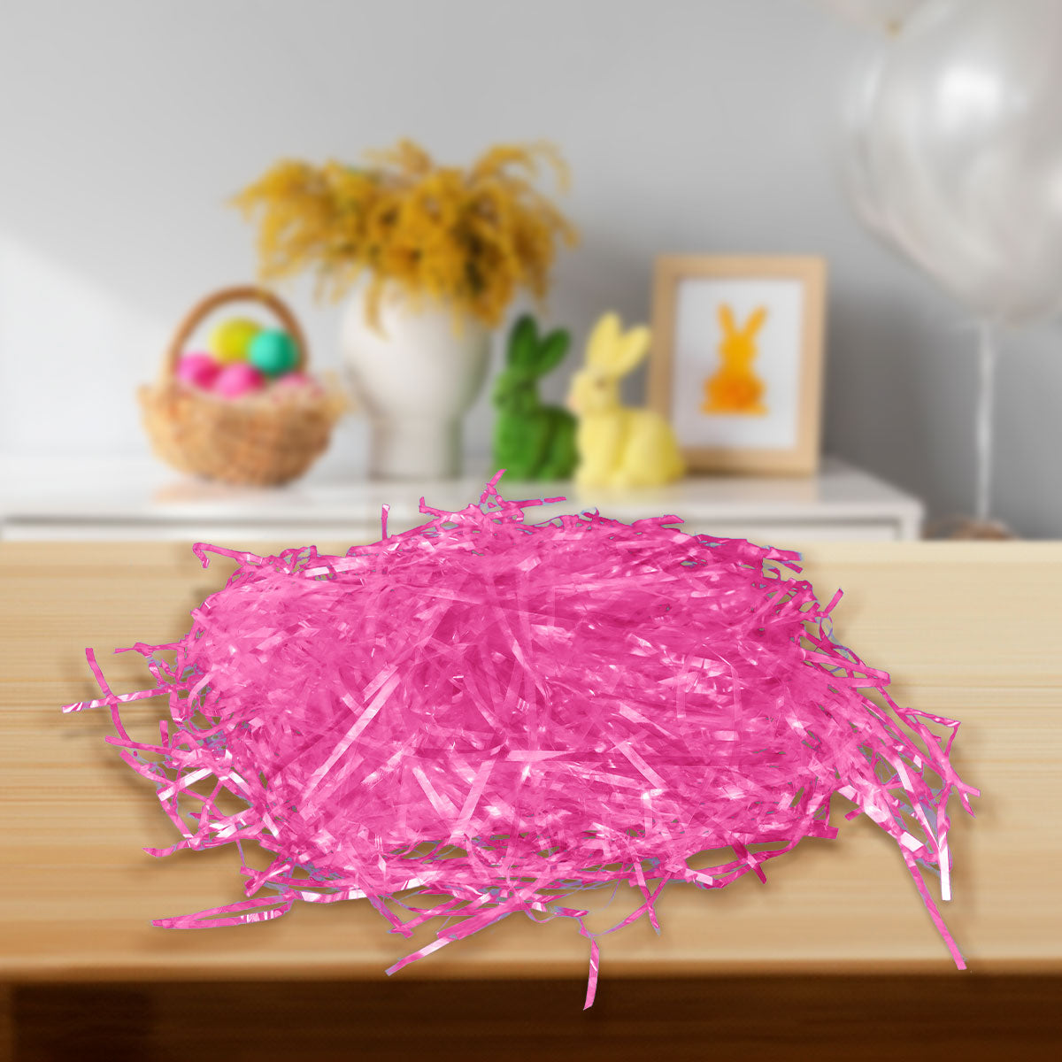 Pasto Iridiscente Decorativo para Pascua, Color Rosa, 43gr