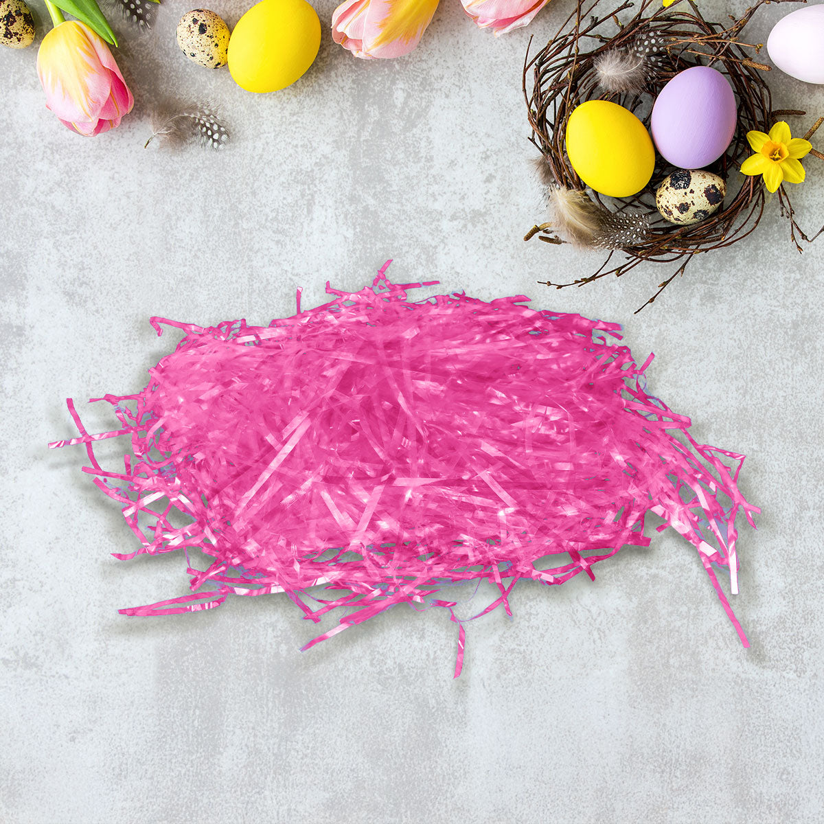 Pasto Iridiscente Decorativo para Pascua, Color Rosa, 43gr