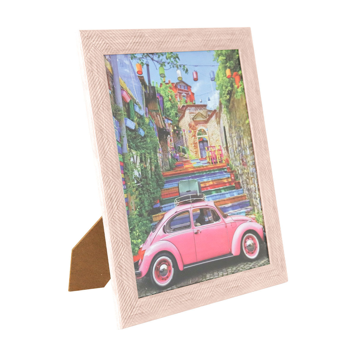 Portarretrato de Madera con Textura, Color Rosa 20x25 cm