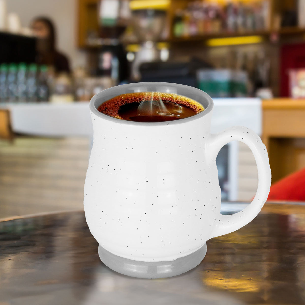 Taza de Cerámica Blanca con Interior Gris