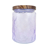 Frasco de Vidrio Texturizado con Tapa, Color Morado, Capacidad 700 ml