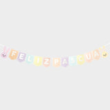 Banner Decorativo "Feliz Pascua" con Conejitos
