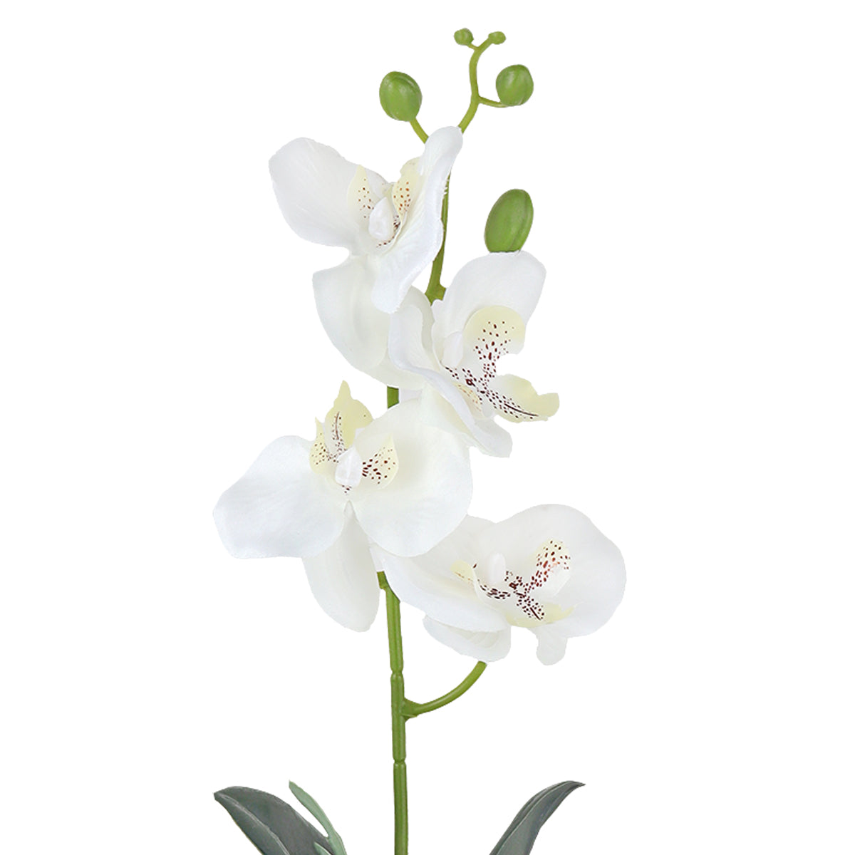 Maceta Clásica con Orquídea Artificial, Color Blanco