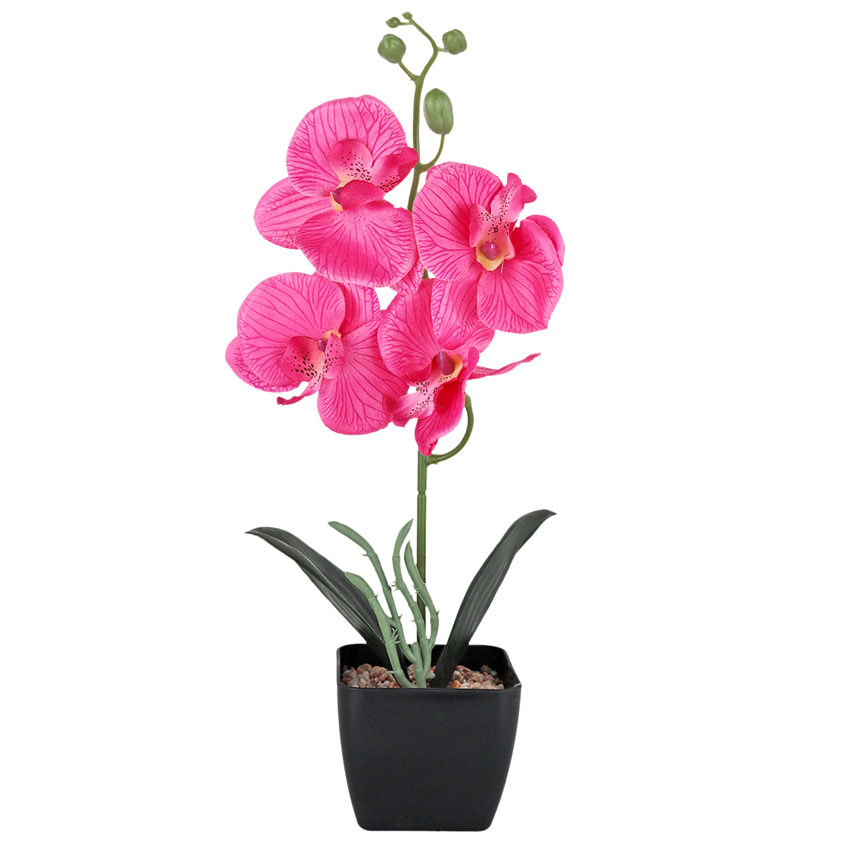 Maceta ClÃ¡sica con OrquÃ­dea Artificial, Color Fucsia