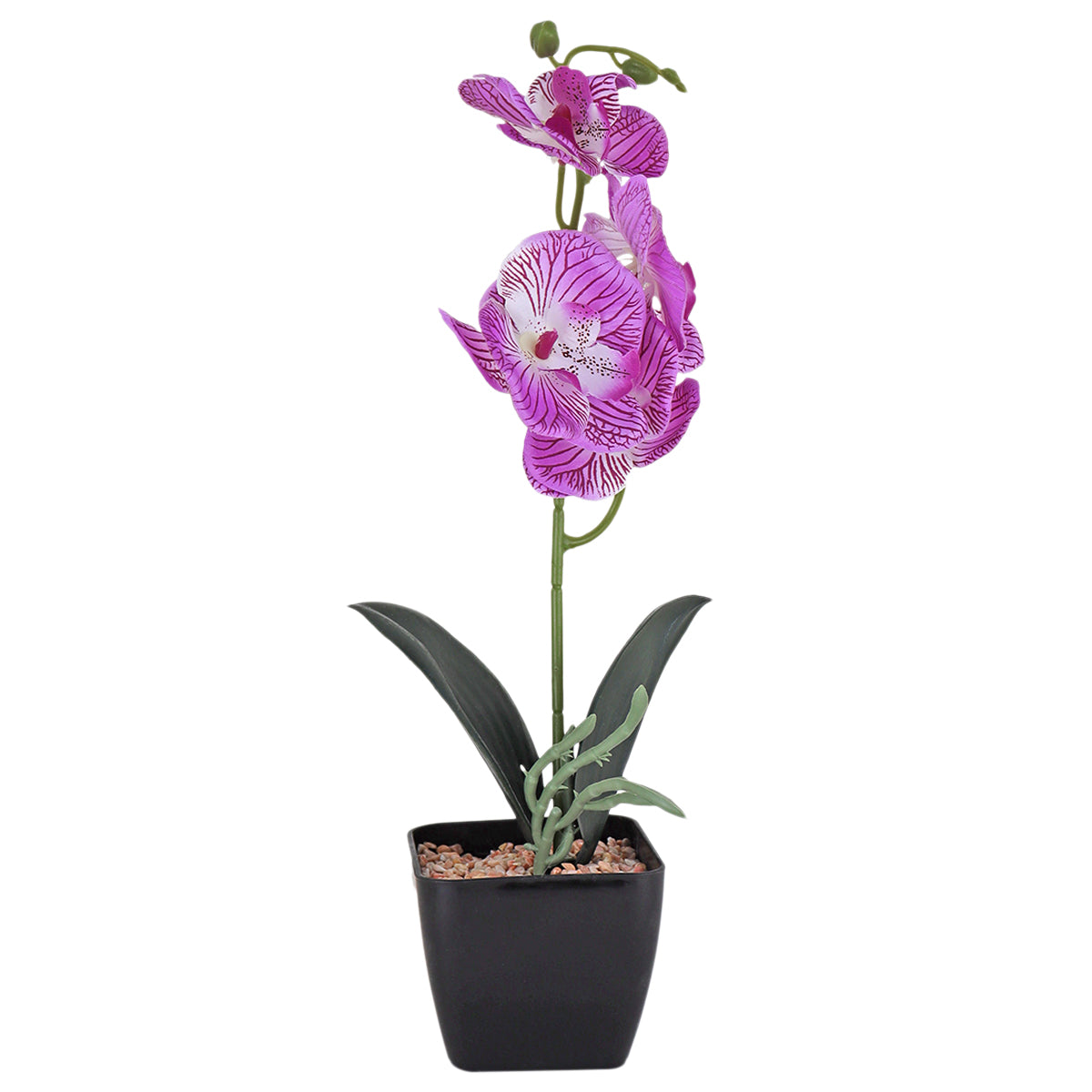 Maceta ClÃ¡sica con OrquÃ­dea Artificial, Color Lila