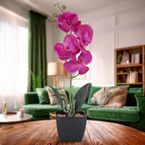 Maceta Clásica con Orquídea Artificial, Color Morado