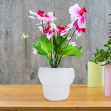 Maceta con Orquídea Artificial, Color Blanco y Rosa