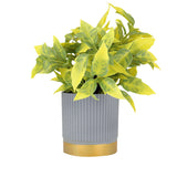 Maceta Gris con Planta Artificial Color Amarillo