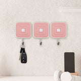 Colgadores Metálicos Cuadrados Autoadhesivos, Color Rosa, 3 pzas