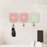 Colgadores Metálicos Cuadrados Autoadhesivos, Color Rosa y Verde, 3 pzas
