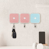 Colgadores Metálicos Cuadrados Autoadhesivos, Color Rosa y Azul, 3 pzas