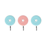Colgadores Metálicos Redondos Autoadhesivos, Color Azul y Rosa, 3 pzas