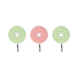 Colgadores Metálicos Redondos Autoadhesivos, Color Verde y Rosa, 3 pzas