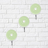 Colgadores Metálicos Redondos Autoadhesivos, Color Verde, 3 pzas