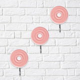 Colgadores Metálicos Redondos Autoadhesivos, Color Rosa, 3 pzas