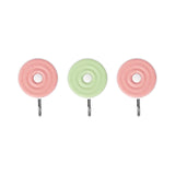 Colgadores Metálicos Redondos Autoadhesivos, Color Rosa y Verde, 3 pzas