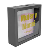 Alcancía Cuadrada con Diseño, "Mujer y mamá viajera"