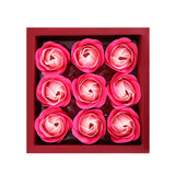 Caja con Flores de Jabón en Forma de Rosa, 9 pzas