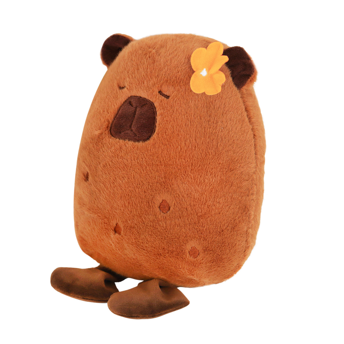 Peluche de Capibara con Flor, Color Naranja