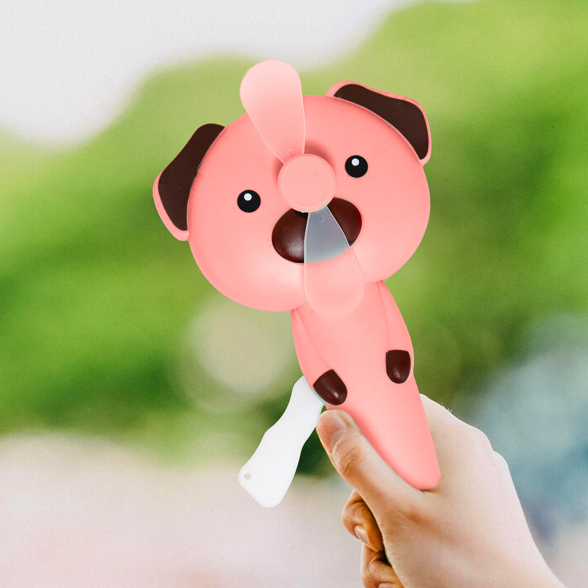 Ventilador PortÃ¡til de Mano, Perrito Rosa