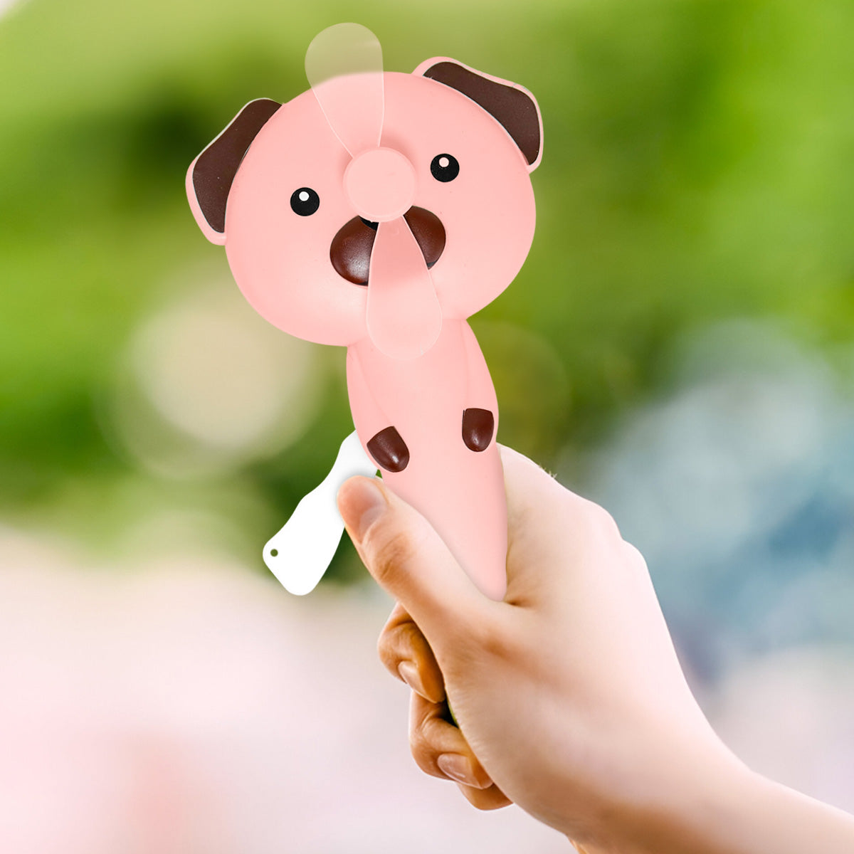 Ventilador PortÃ¡til de Mano, Perrito Rosa