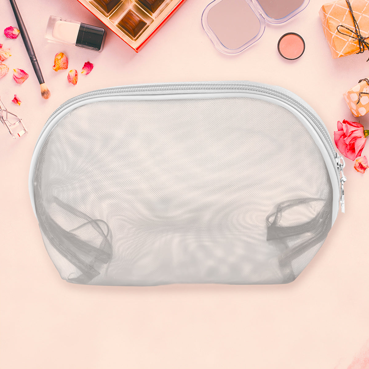 Cosmetiquera Mesh, Color Gris