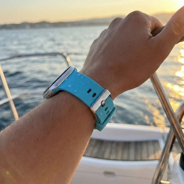 Correa de Hebilla Sólida de Silicona, Apple Watch, Color Azul