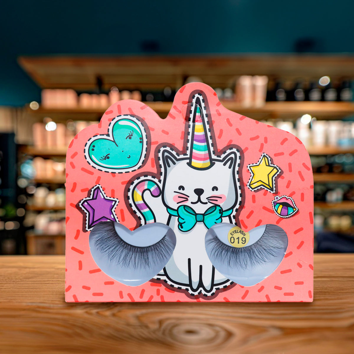 Pestañas Postizas, Empaque de Gatito con Cuerno de Unicornio