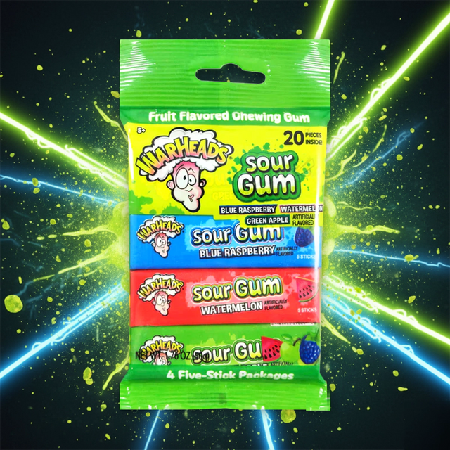 Chicle Ácido, WarHeads Sour Gum, 50 gr