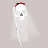 Media Máscara, Cráneo con Velo, Disfraz de Halloween