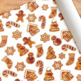 Papel para Envolver Regalos Navideño, Galletas de Jengibre, Color Blanco