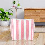 Puff Cubo Inflable, Color Rosa y Blanco
