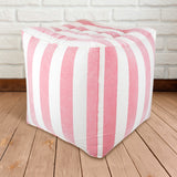 Puff Cubo Inflable, Color Rosa y Blanco