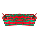 Canasta Navideña, Color Verde y Rojo, 30 x 20 cm