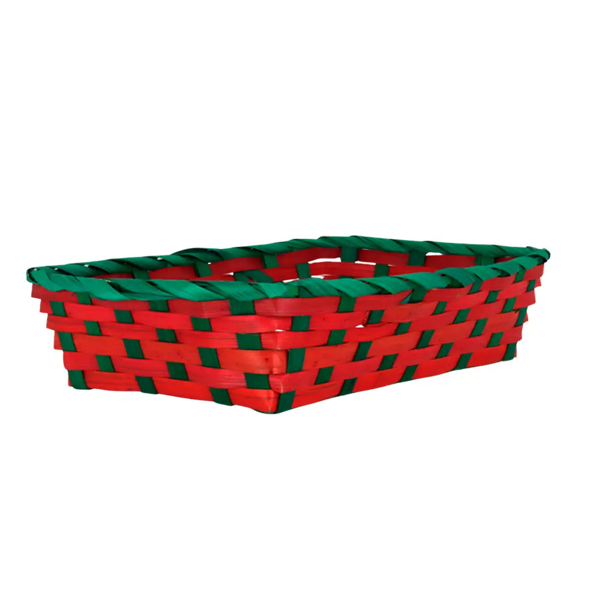 Canasta de Bamboo Navideña, Color Rojo, 20x30 cm