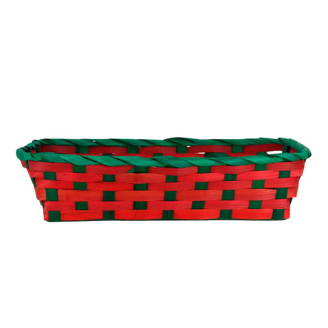 Canasta de Bamboo Navideña, Color Rojo, 20x30 cm