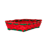 Canasta de Bamboo Navideña, Color Rojo y Verde, 20x30 cm