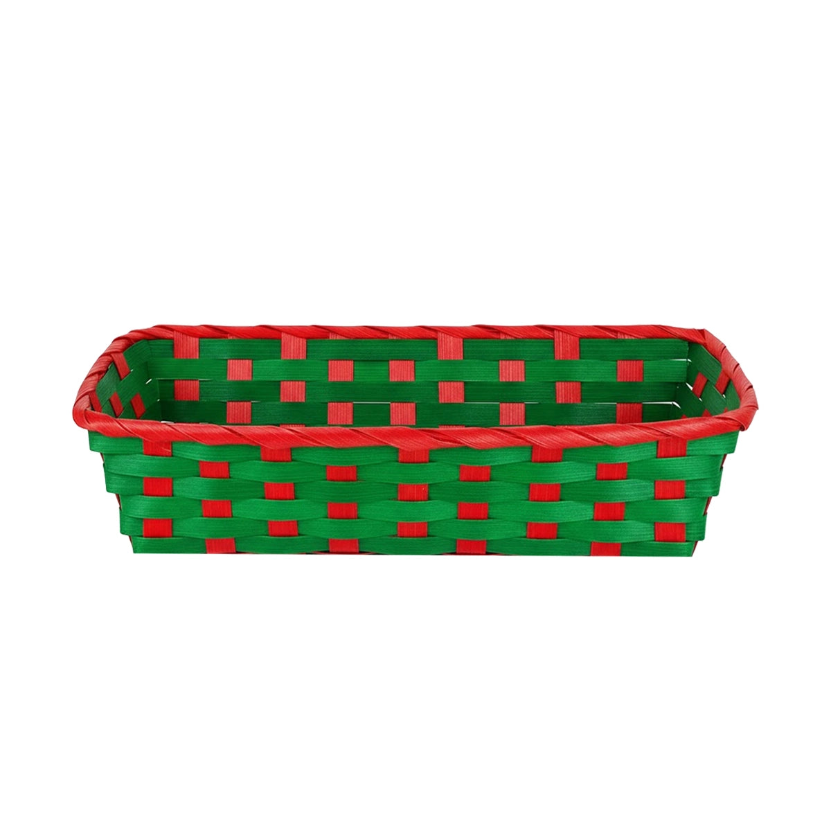 Canasta de Bamboo Navideña, Color Verde, 20x30 cm