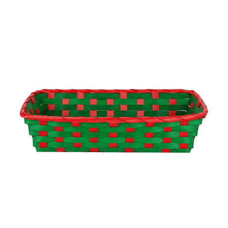 Canasta de Bamboo Navideña, Color Verde, 20x30 cm