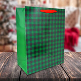 Bolsa de Regalo Navideña, Diseño Cuadros, Color Verde