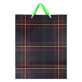 Bolsa de Regalo Navideña, Diseño Cuadros, Color Negro y Rojo