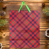 Bolsa de Regalo Navideña, Diseño Cuadros, Color Rojo