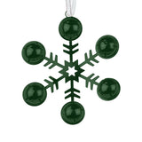 Ornamento, Copo de Nieve con Cascabeles, Color Verde
