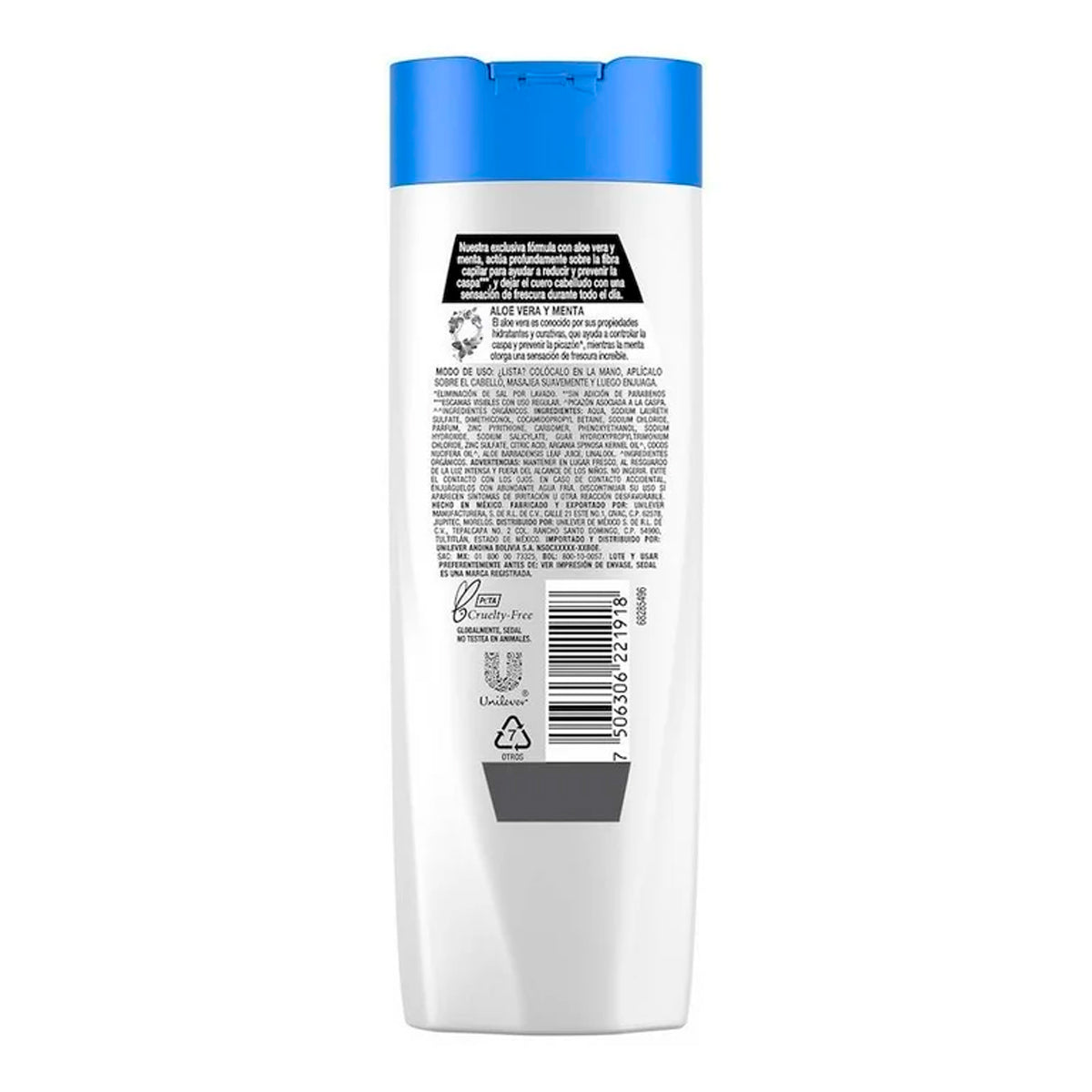 Shampoo Sedal, Control Caspa y Frescura, Aloe y Menta, 190 ml