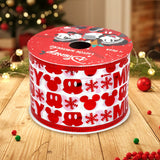 Listón Navideño, Diseño Mickey, Color Rojo y Blanco