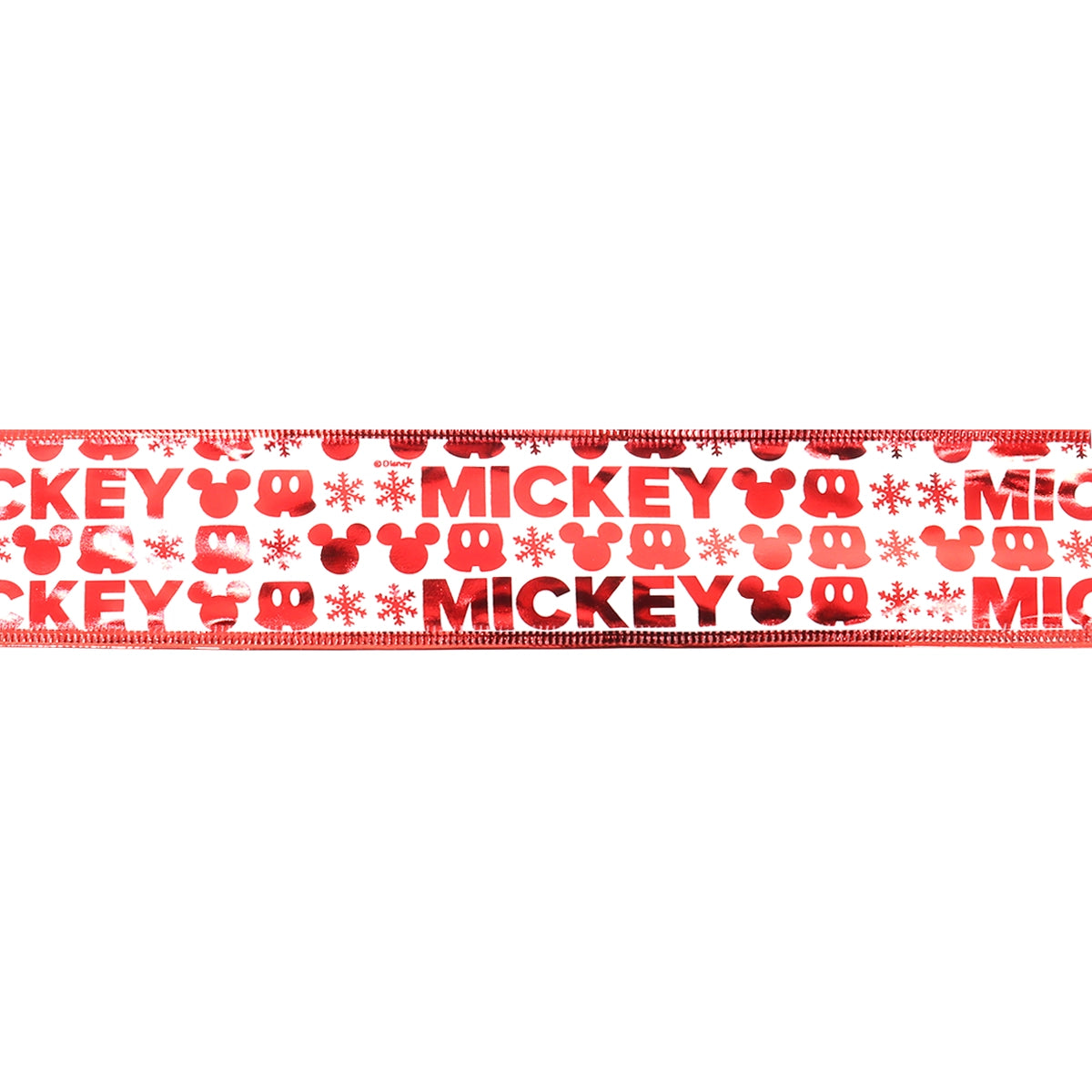 Listón Navideño, Diseño Mickey, Color Rojo y Blanco