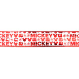 Listón Navideño, Diseño Mickey, Color Rojo y Blanco