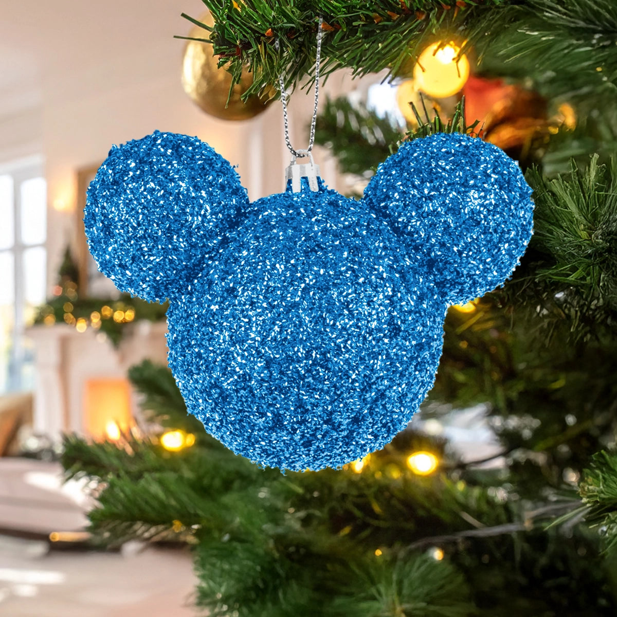 Esfera NavideÃ±a de Tinsel, Mickey, Color Azul